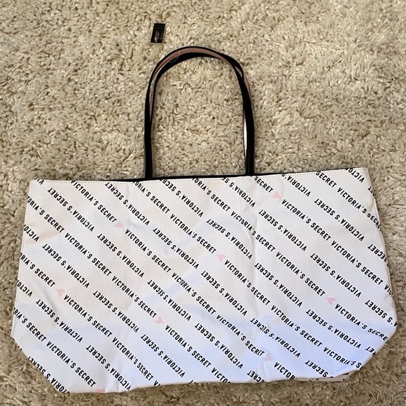 New Victoria's Secret Tote Bag || VS White & Black Logo Tote Bag (Large) - Picture 1 of 6